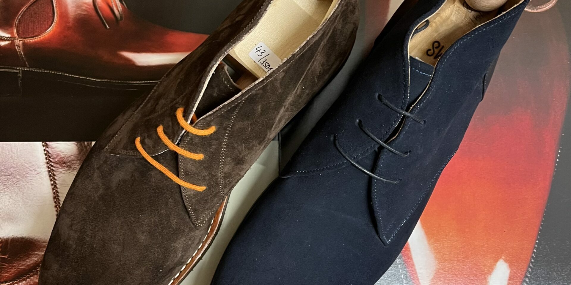 Münchener Schuhwerkstätten Chukka Boots blau und braun 2